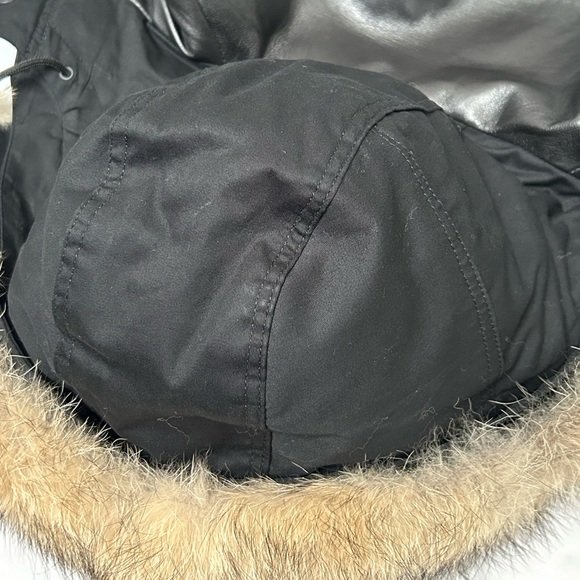 DANIER Down Filled Leather Accent Bomber w Detachable Coyote Fur Hood Trim - Picture 9 of 17